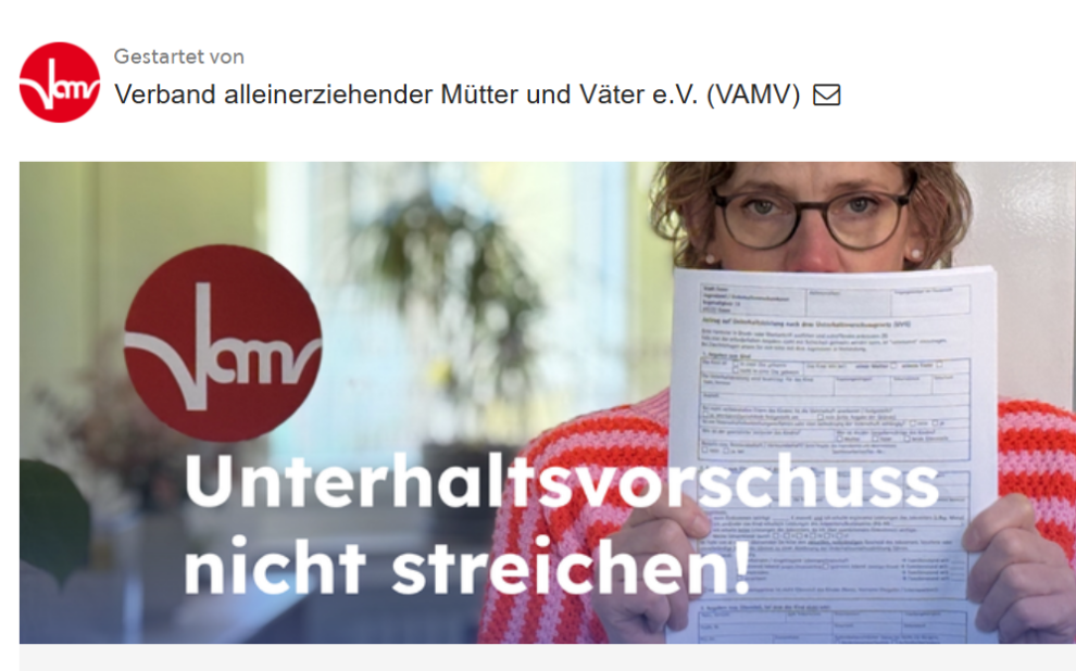 Petition: Unterhaltsvorschuss nicht streichen!